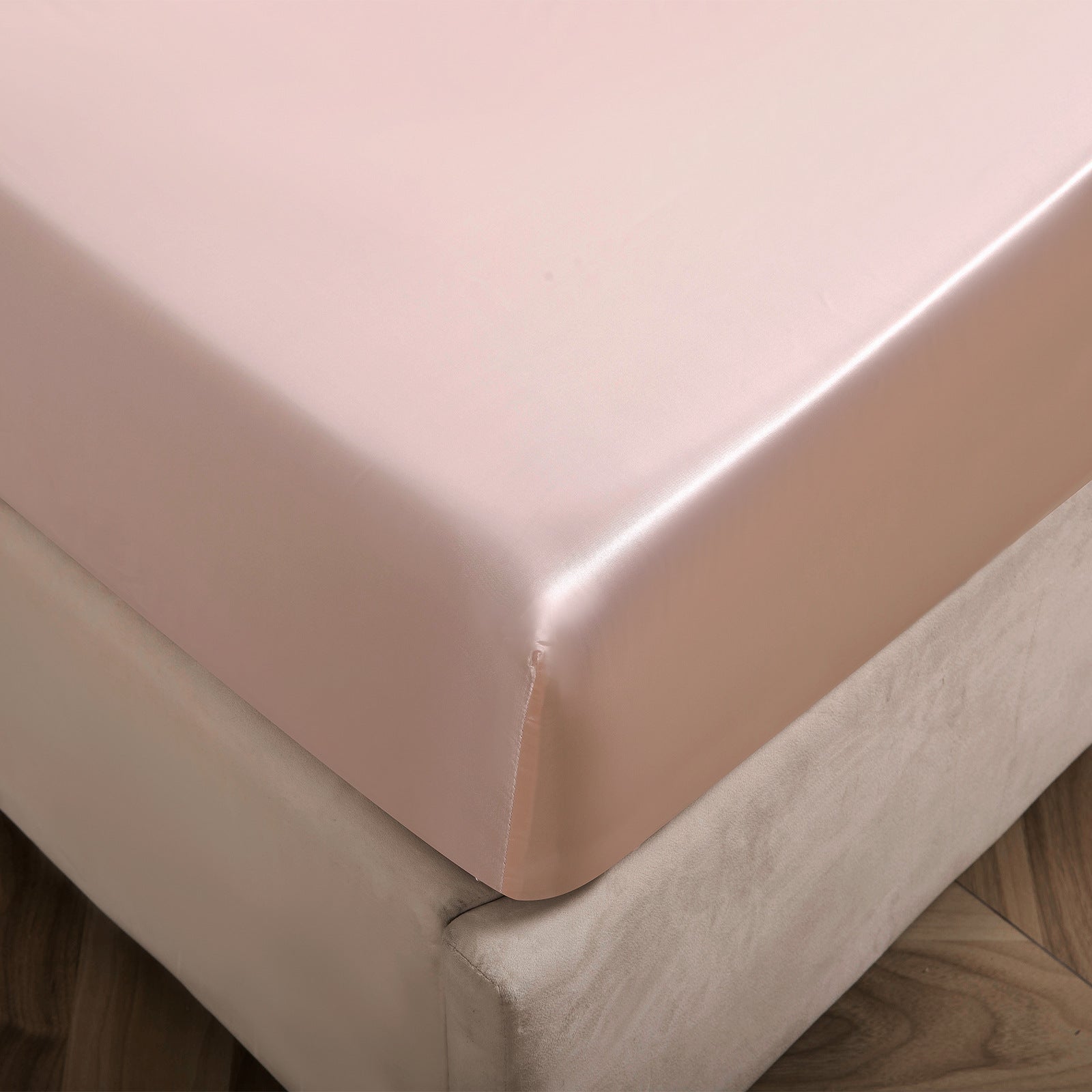 Solid Color Satin Imitation Silk Fitted Sheet - Calm Cloud Bedding